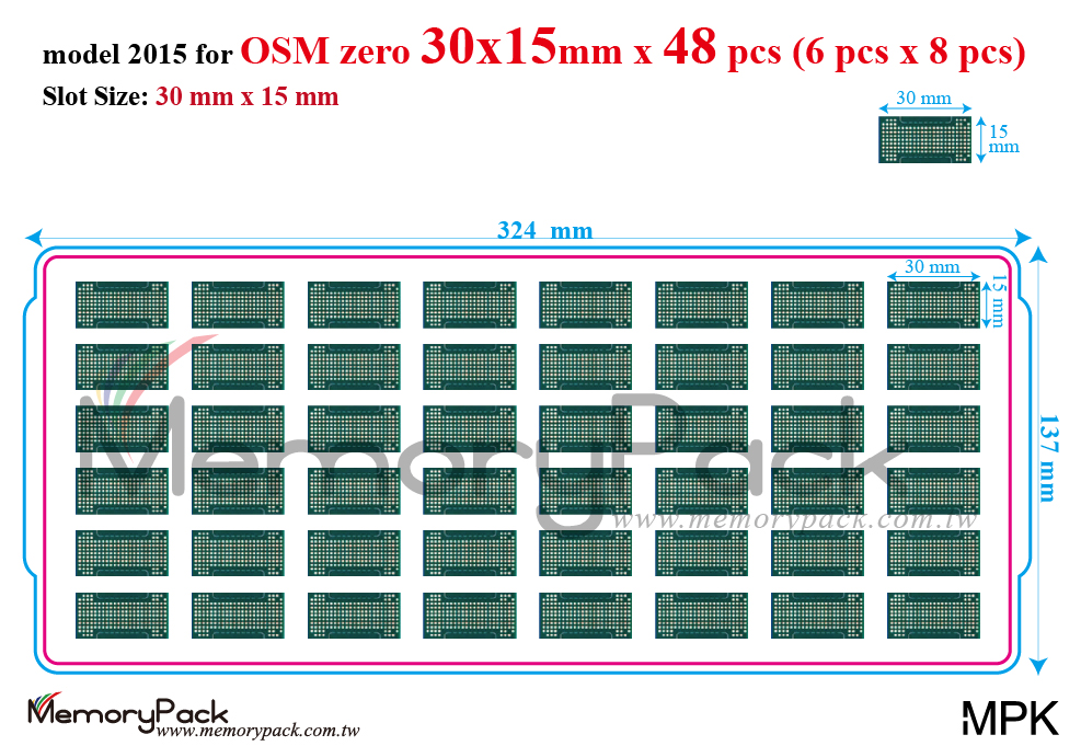 open standard module tray packaging osm 30x15mm open standard module tray packaging osm 30x15mm